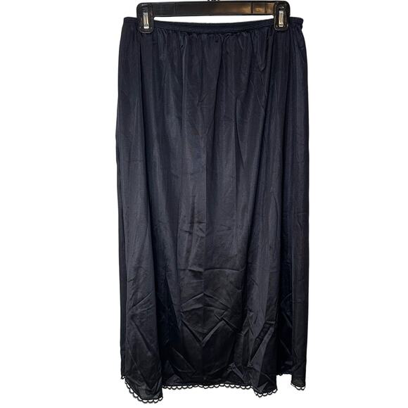 Wondermaid Black Long Lace Slip Skirt Made in USA Size XL - Picture 1 of 5